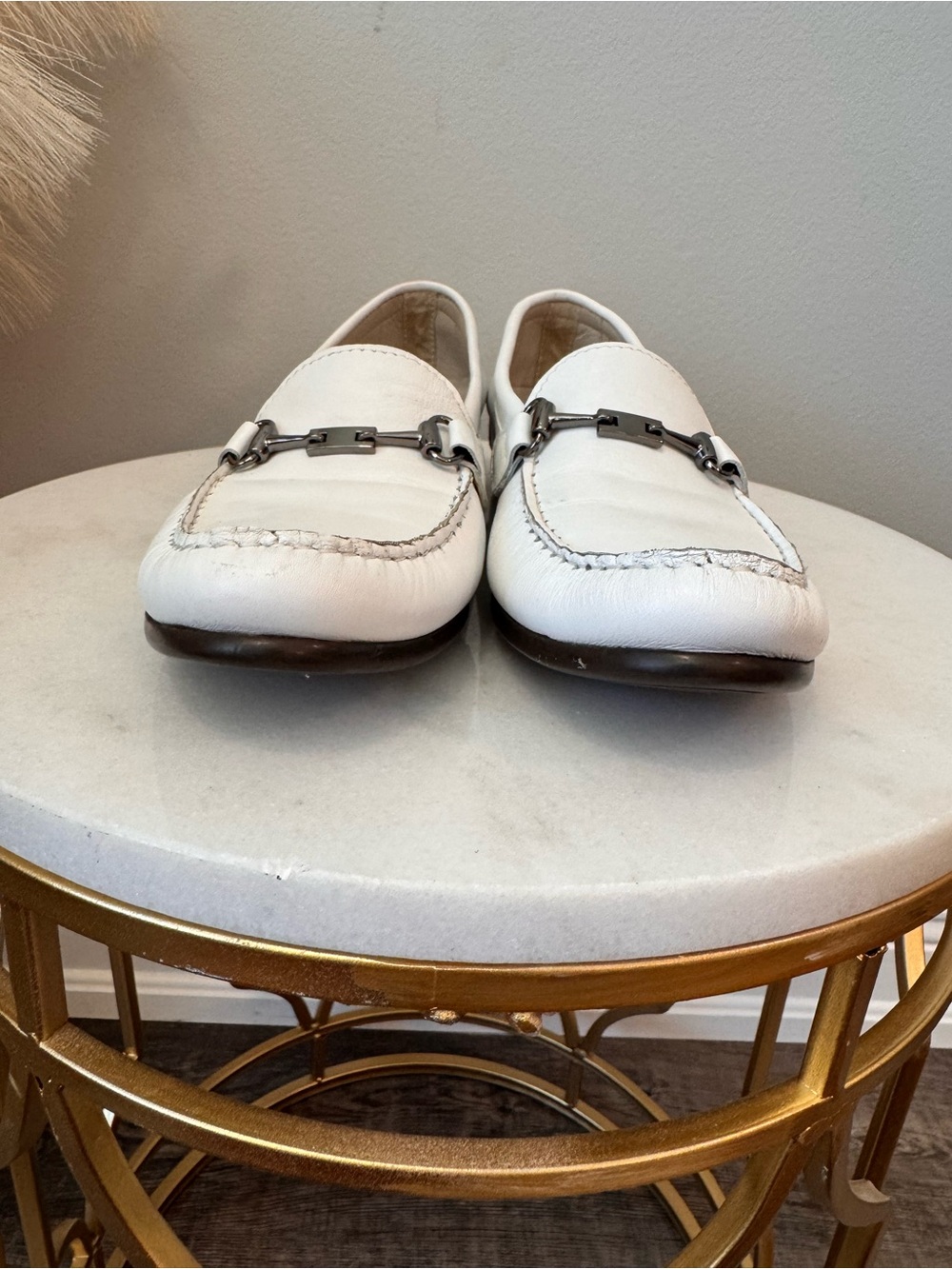 Munro White Leather Bit-Detail Loafers - Picture 5 of 12